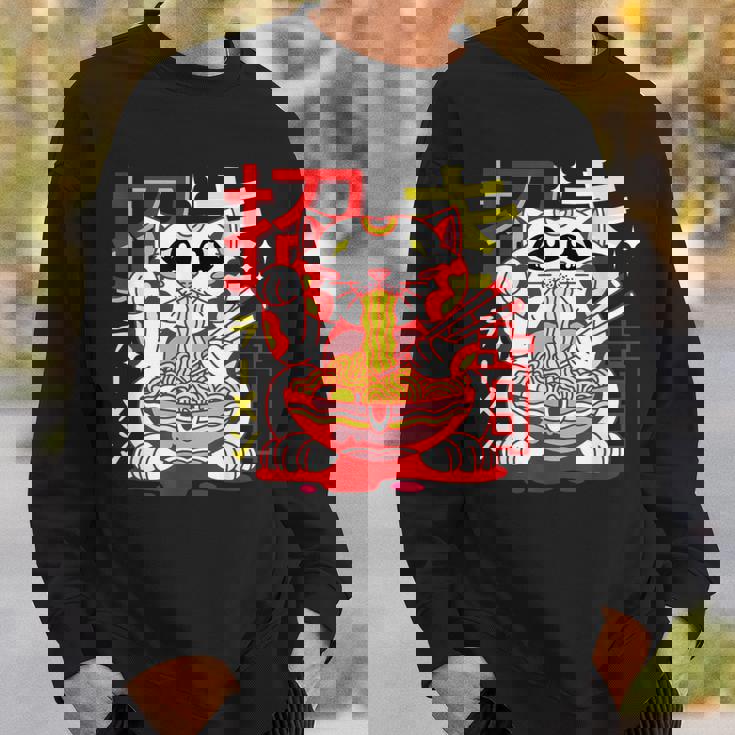 アニメ ラーメン 猫 レトロ 和麺 美的 カワイイ スウェットシャツ 彼への贈り物