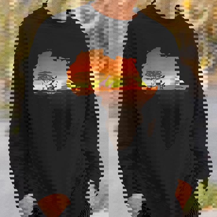 アフリカ キリン サバンナ サンライズ タンザニア ケニア アフリカ スウェットシャツ 彼への贈り物