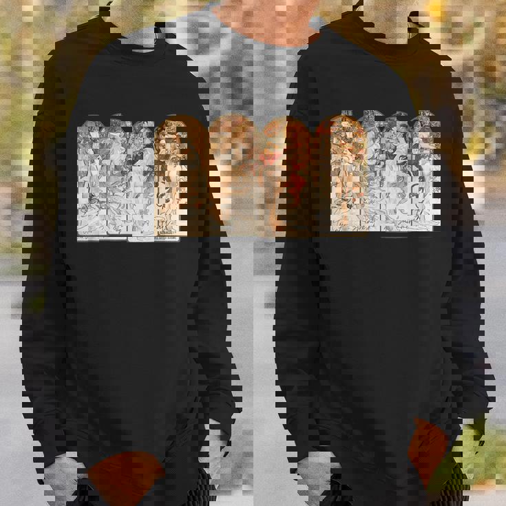 アルフォンス・マリア・ミュシャの季節 スウェットシャツ 彼への贈り物