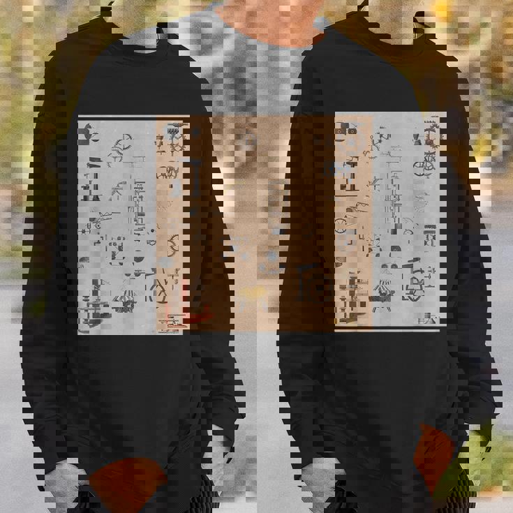 アンティークエンジニアリング機械科学パターン スウェットシャツ 彼への贈り物