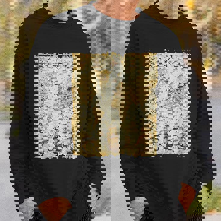 アンティーク地図 海の生き物 海賊 スウェットシャツ 彼への贈り物