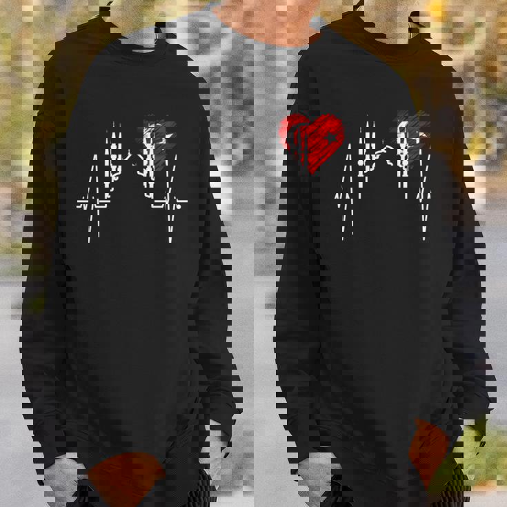 イスタンブールのスカイライン Heartbeat Turkey ブルーモスク Heart Istanbul 長袖tシャツ スウェットシャツ 彼への贈り物