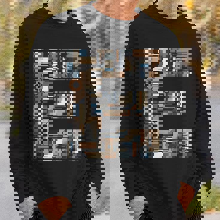 イニシャル 名前 文字 E アルファベット キュービズム アートスタイル 長袖tシャツ スウェットシャツ 彼への贈り物