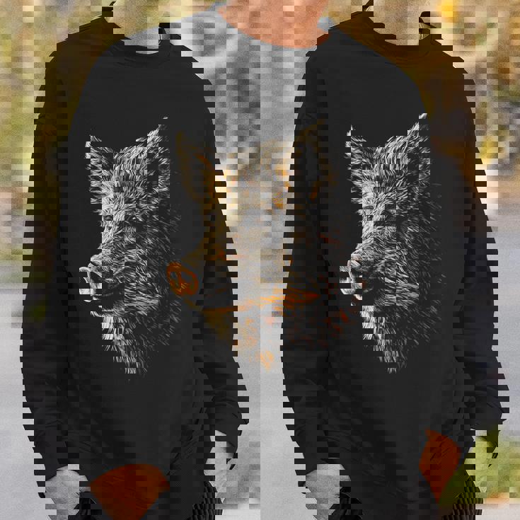 イノシシ 動物 モチーフ イラスト イノシシ スウェットシャツ 彼への贈り物