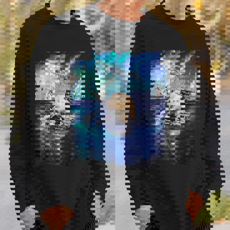 イルカと北のシロクマ、ライトとイルカ スウェットシャツ 彼への贈り物