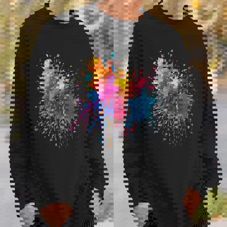 インク ペンキ 飛び散り レインボープリント カラフル イラスト スウェットシャツ 彼への贈り物