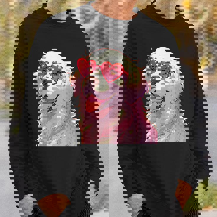 イングリッシュクリーム ゴールデンレトリバー ママギフト ハート メガネ ラブ スウェットシャツ 彼への贈り物