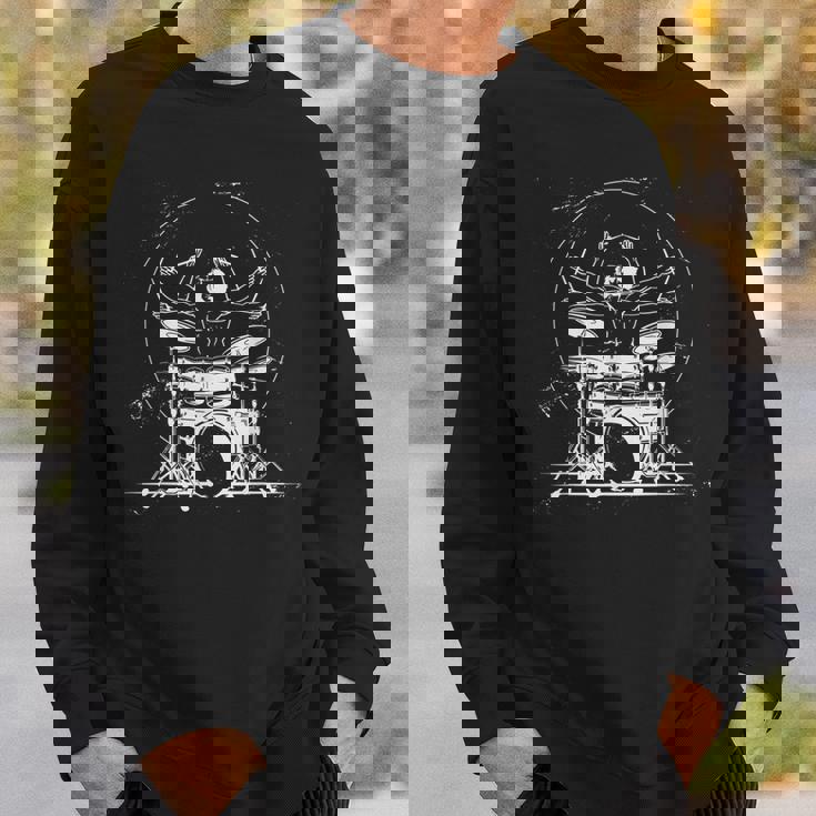 ウィトルウィウス的人体図 ドラム 面白tシャツ レオナルドダヴィンチ おもしろ ドラマー 服 音楽 メンズ スウェットシャツ 彼への贈り物