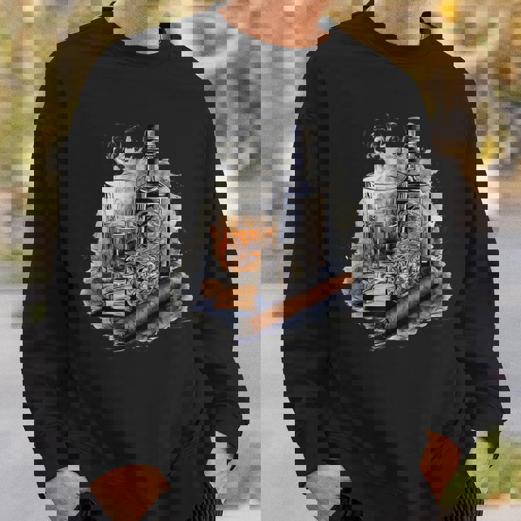 ウイスキー、シガー、チョコレート、オリジナルウイスキーアイデア スウェットシャツ 彼への贈り物