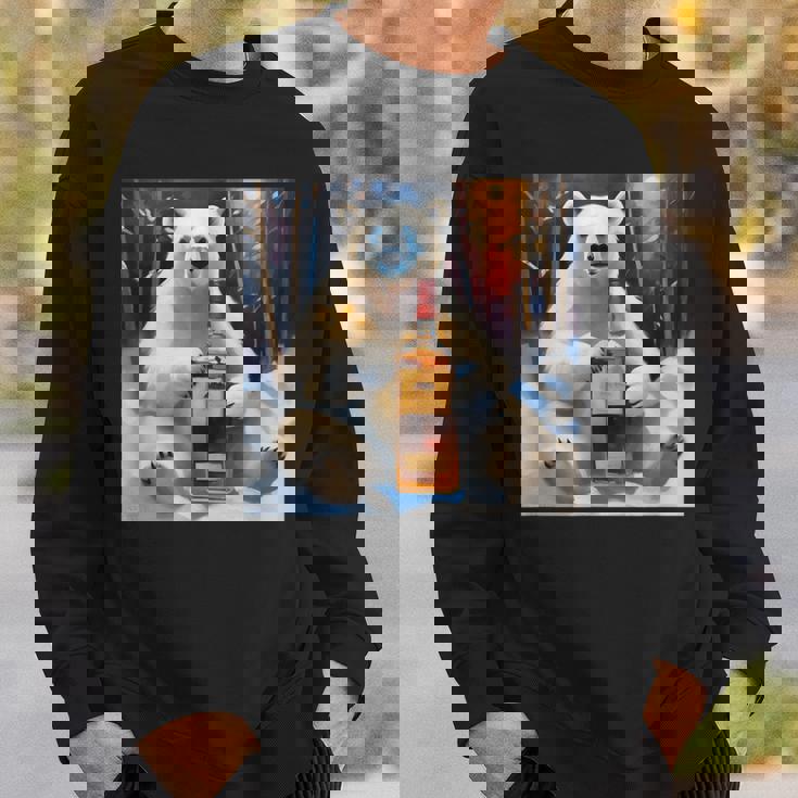 ウイスキーが飲みたいと目で訴える白熊 半袖 男女兼用 スウェットシャツ 彼への贈り物