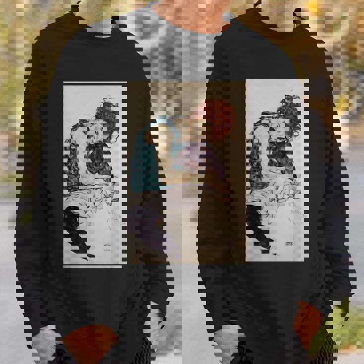 エゴン・シーレ作「膝を曲げた座る女」1917 スウェットシャツ 彼への贈り物