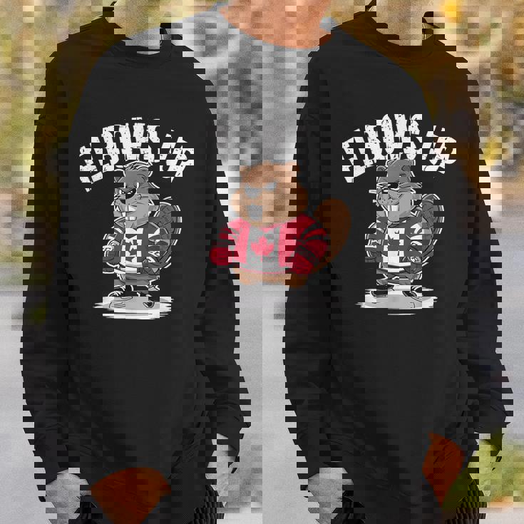 エルボーズ アップ ホッケー ビーバー カナダ人 誇り高き北 強くて自由 スウェットシャツ 彼への贈り物