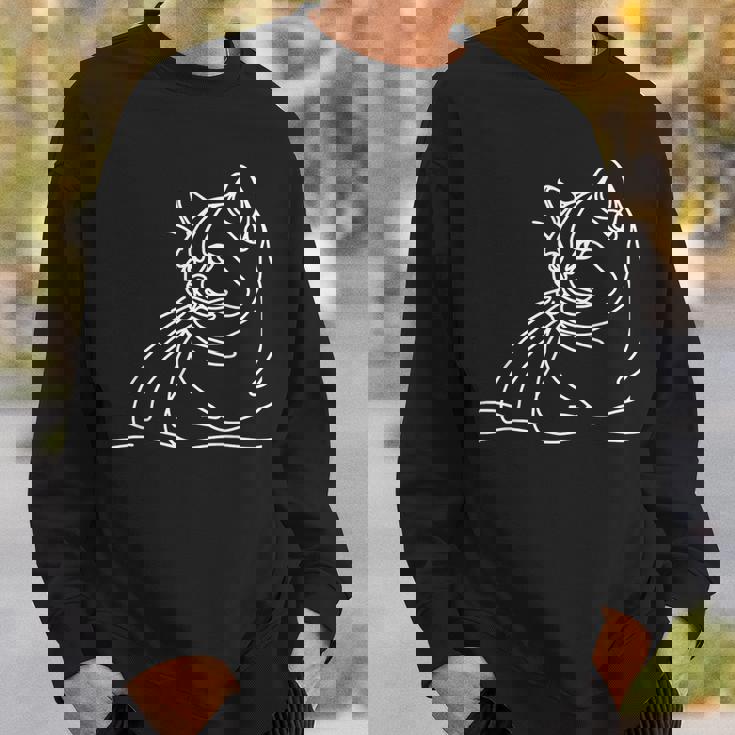 エレガントなラインアート ブリティッシュショートヘアの猫 スウェットシャツ 彼への贈り物