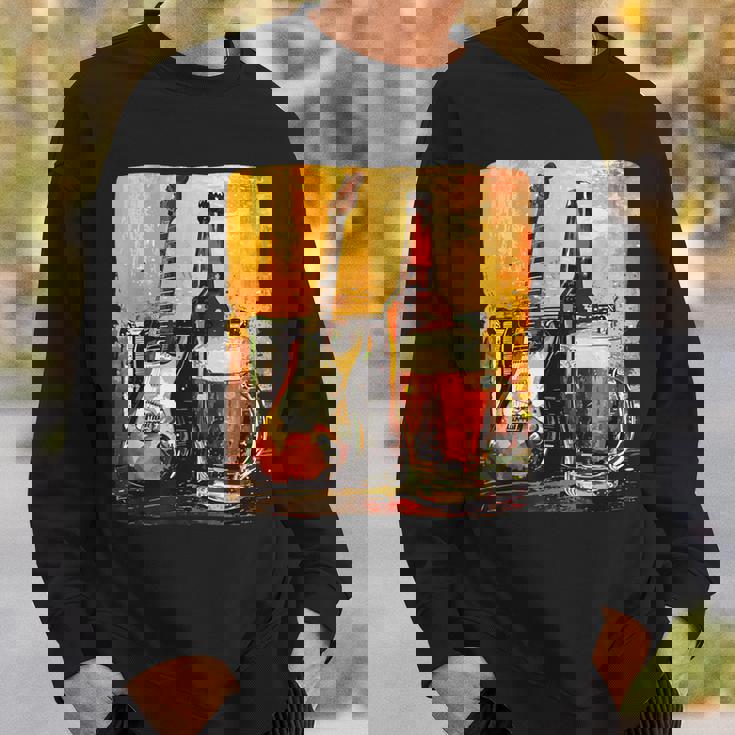 エレキギター好きのための酒とビールのロックギター スウェットシャツ 彼への贈り物