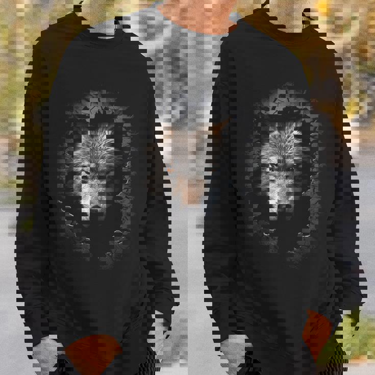 オオカミ イラスト 抽象画 動物 プリント グラフィック オオカミ スウェットシャツ 彼への贈り物