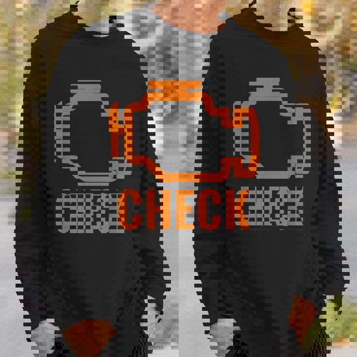 オレンジ色の車のエンジンダッシュボード警告灯 面白いメカニック。 スウェットシャツ 彼への贈り物