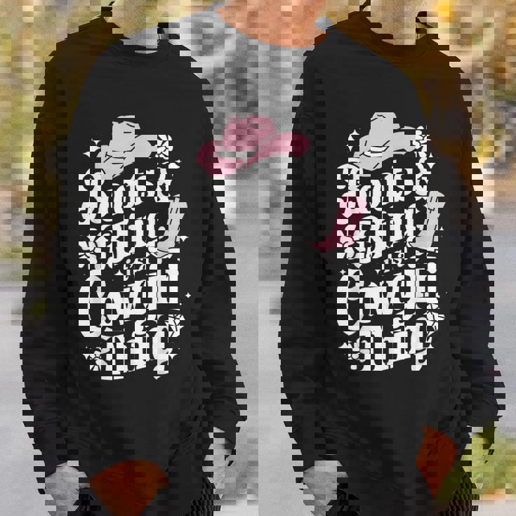 カウガールブーツ、キラキラ、カントリーミュージックギフト スウェットシャツ 彼への贈り物