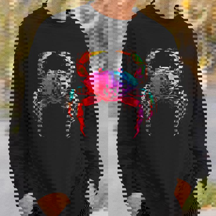 カニ カラフル 幾何学 動物 アート グラフィック モチーフ カニ スウェットシャツ 彼への贈り物