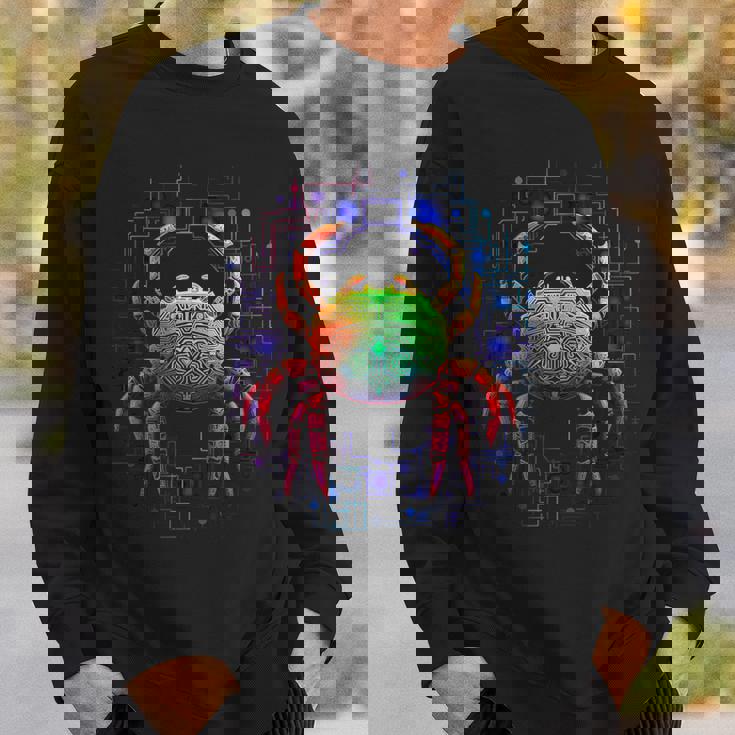 カニ曼荼羅動物モチーフアートカニ スウェットシャツ 彼への贈り物