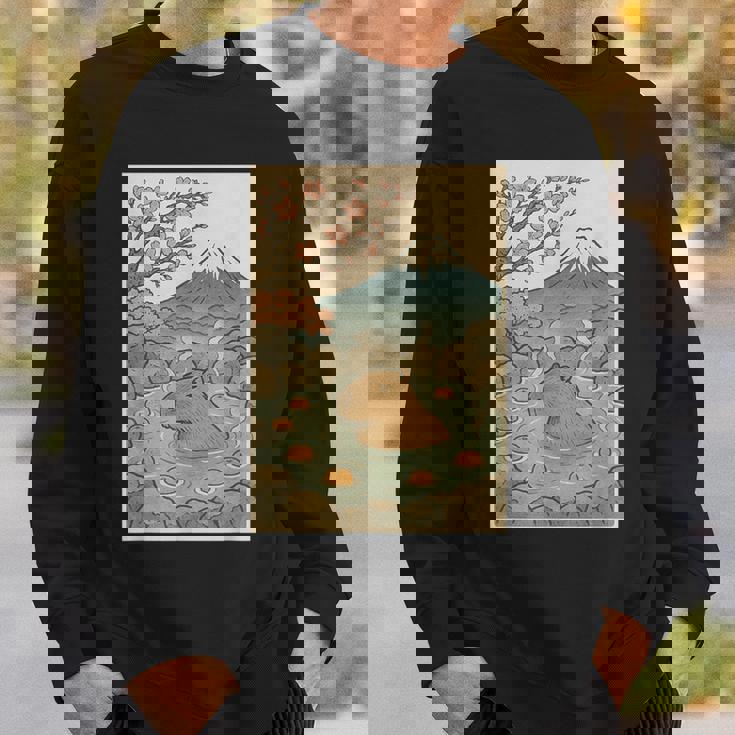 カピバラ 桜と温泉のカワイイアート スウェットシャツ 彼への贈り物