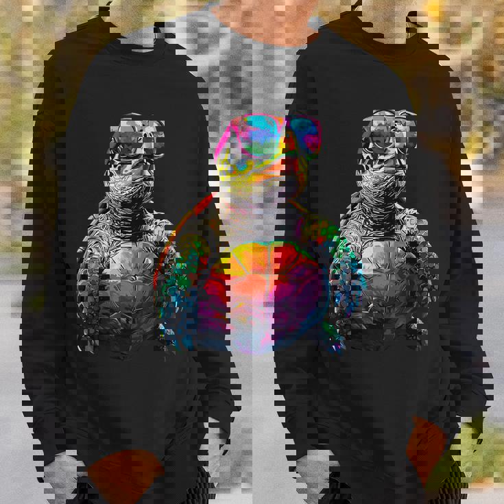 カメ カラフル Popart レインボー 爬虫類 かわいい亀 スウェットシャツ 彼への贈り物