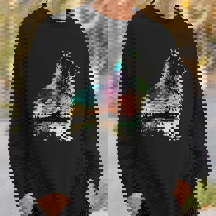 カラフル シェルティ 自然 シェットランド シープドッグ 反射 スウェットシャツ 彼への贈り物