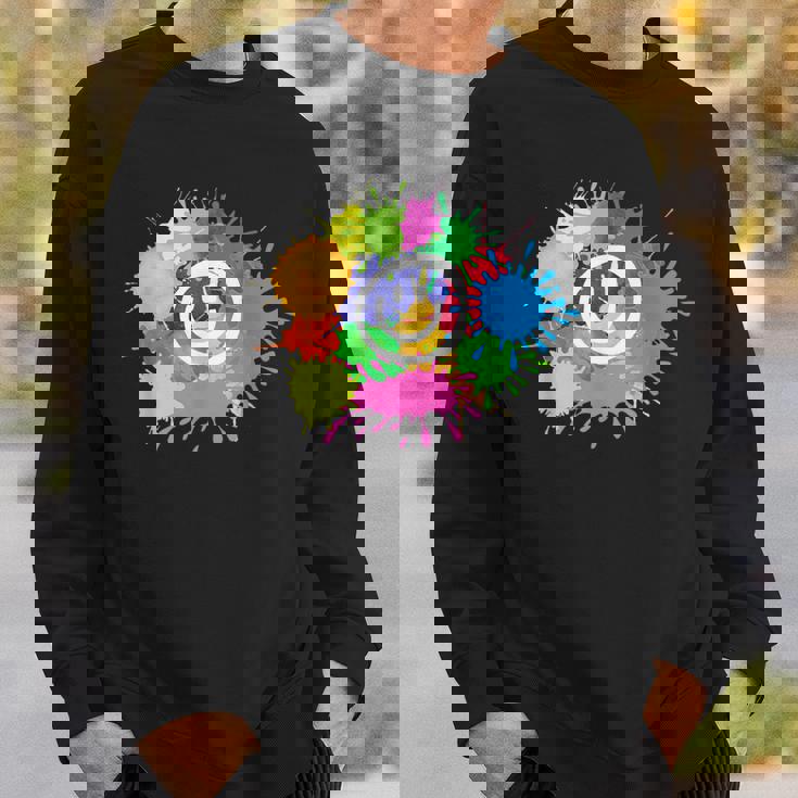 カラフル スプラッター ペイント 水彩 スマイル フェイス ユニセックス スウェットシャツ 彼への贈り物