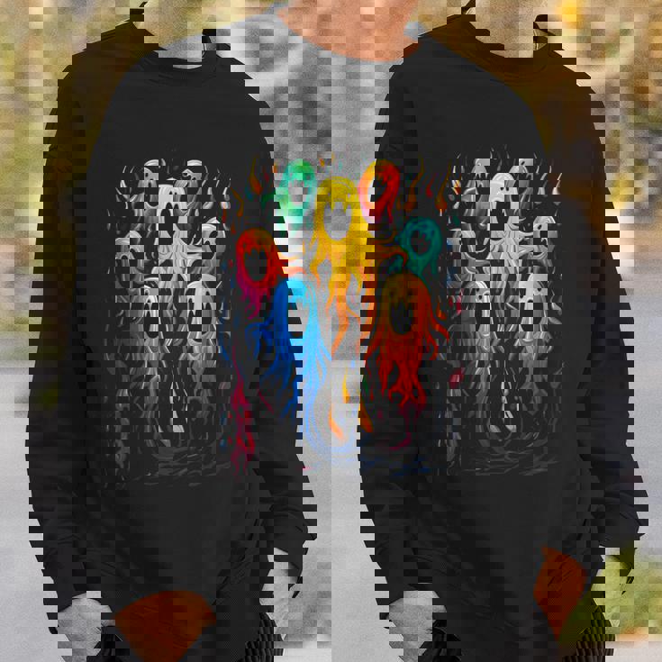 カラフル ハロウィン 幽霊 面白いグラフィックtシャツ スウェットシャツ 彼への贈り物