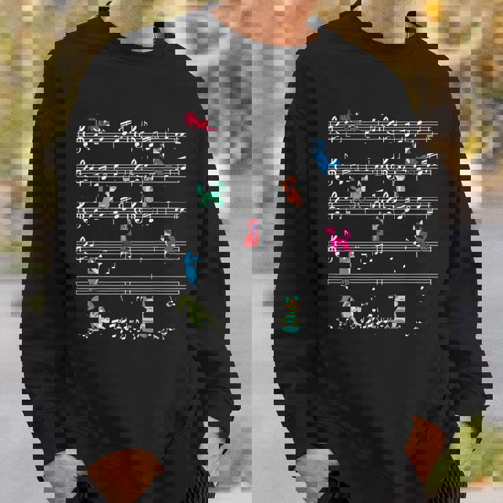 カラフルでかわいい猫 音符 楽譜 スウェットシャツ 彼への贈り物