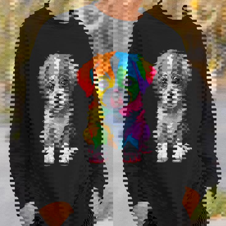 カラフルなかわいい子犬 愛らしい犬 スウェットシャツ 彼への贈り物