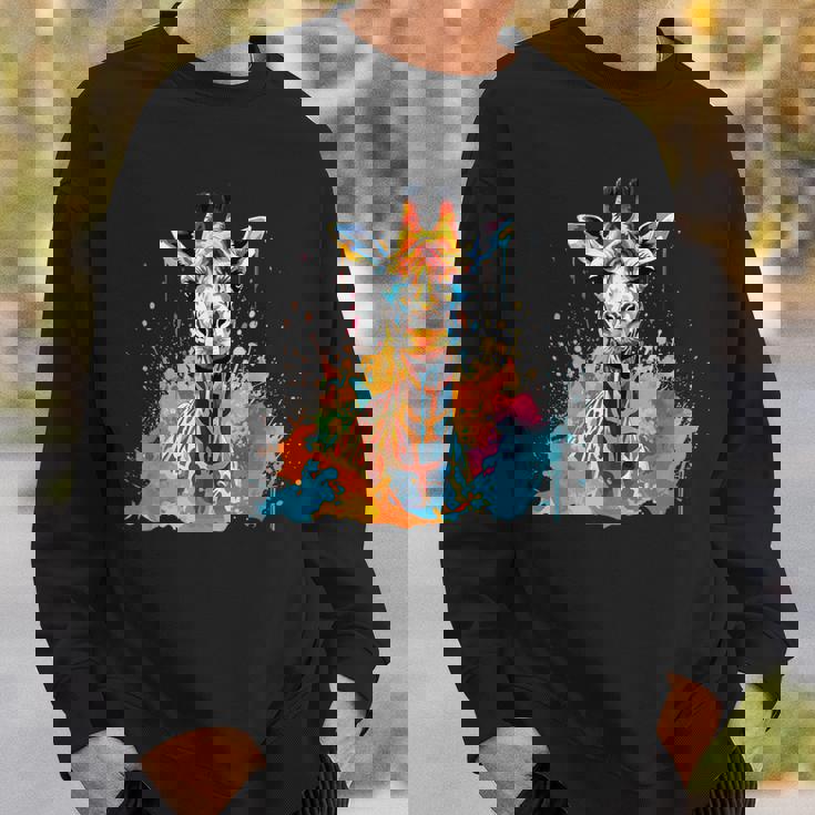 カラフルなキリン 動物 恋人 スプラッシュアート スウェットシャツ 彼への贈り物
