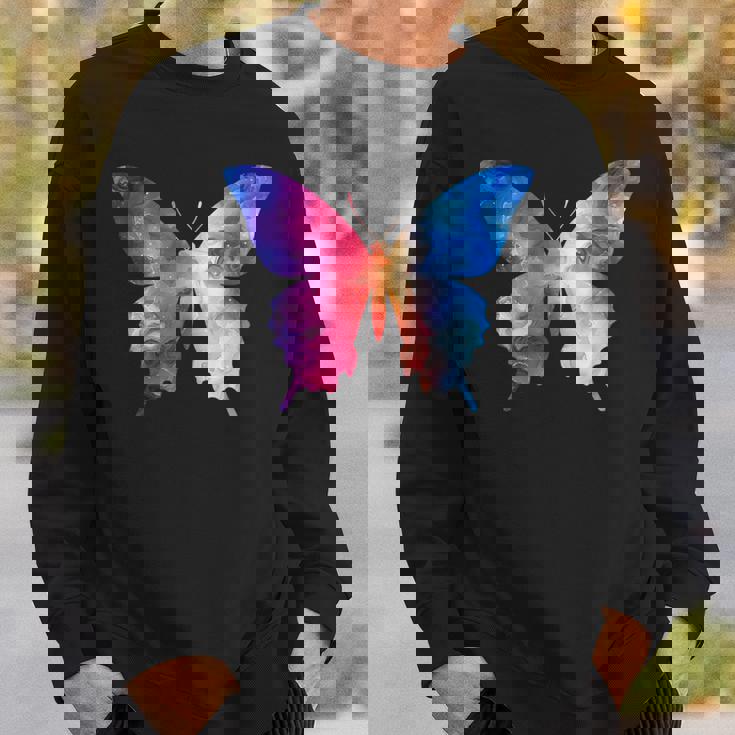 カラフルなシルエット抽象的な水彩蝶 スウェットシャツ 彼への贈り物