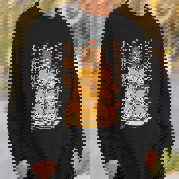カワイイレッサーパンダピラミッドアニメ日本語文字かわいい スウェットシャツ 彼への贈り物