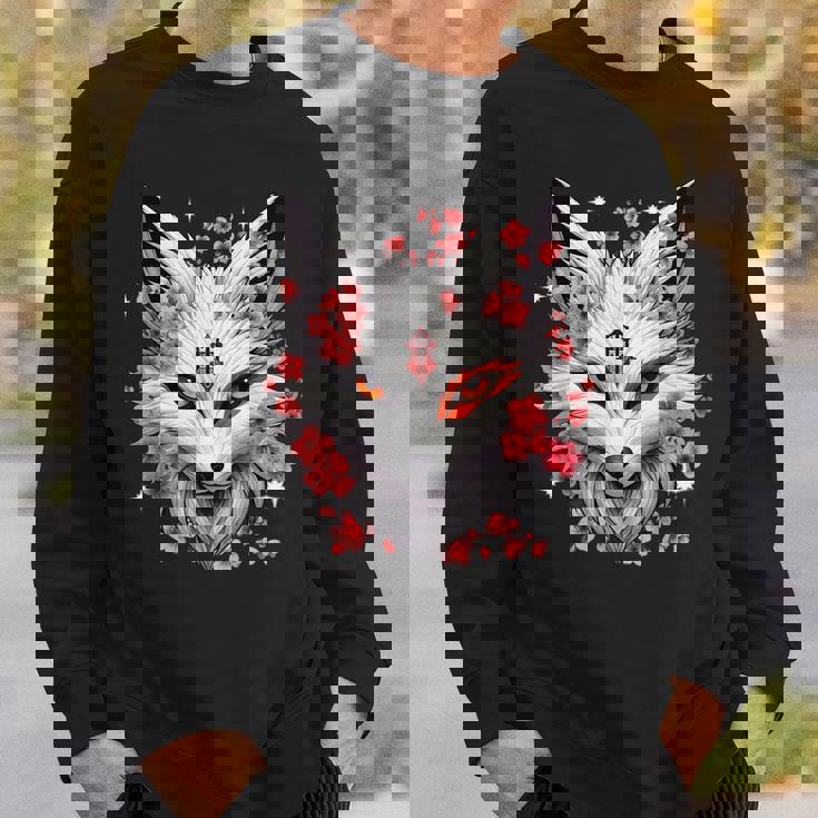 キツネ キツネ キツネ マスク アニメ カワイイ 桜 花 スウェットシャツ 彼への贈り物