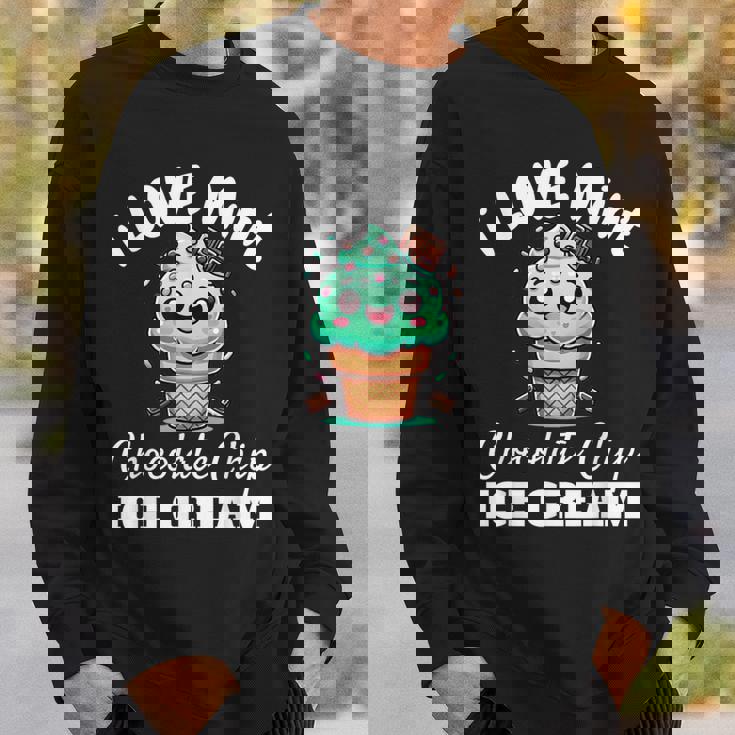 キュート アイラブミント チョコチップス アイスクリーム好き 夏 パーティー スウェットシャツ 彼への贈り物