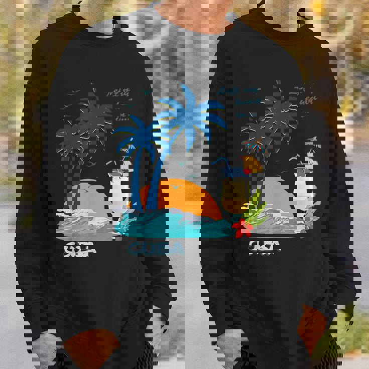 キューバ 熱帯の風景 ハバナ ギフト お土産 カリブ海 ヤシの木 冒険 スウェットシャツ 彼への贈り物