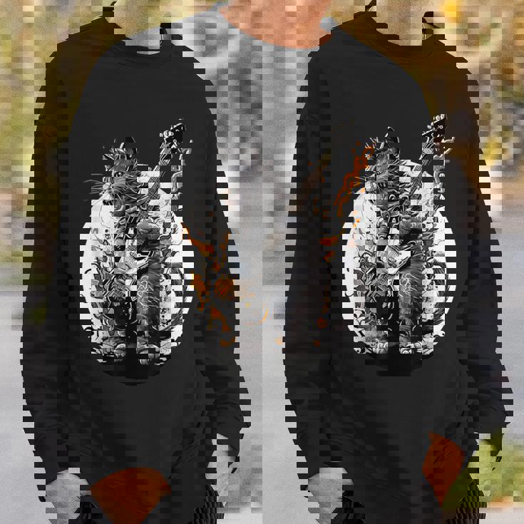 ギターを持った猫 ロックミュージックキャット ヘヴィメタルキャット スウェットシャツ 彼への贈り物