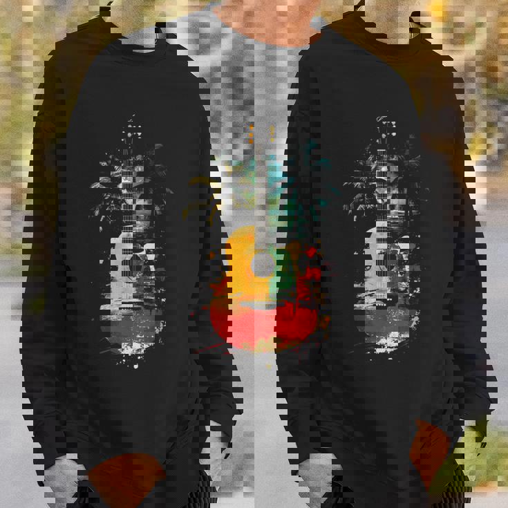 ギタープレーヤー ヤシの木 レゲエ 音楽 ギタリスト ミュージシャン 長袖tシャツ スウェットシャツ 彼への贈り物