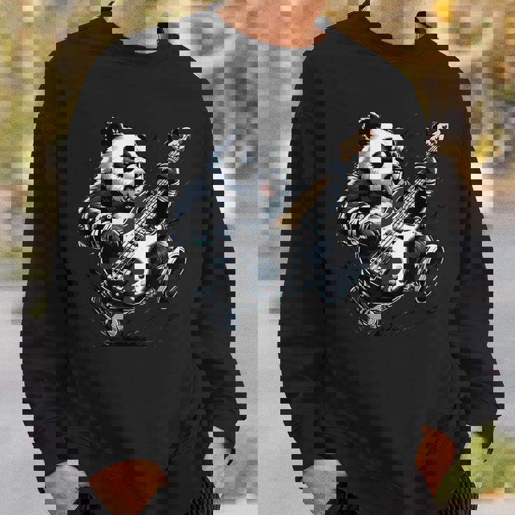 ギター付きパンダ グラフィック パンダ愛好家 パンダ ベース演奏 スウェットシャツ 彼への贈り物