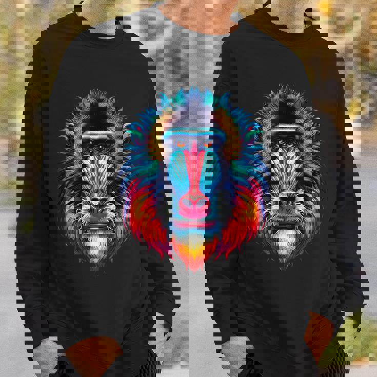 クール マンドリル 猿の精霊 動物 イラスト 絞り染め アート スウェットシャツ 彼への贈り物