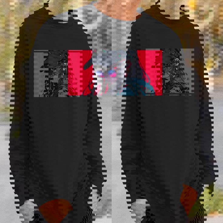 クールでかわいいアニメガールカラフルなデザインサングラス付き スウェットシャツ 彼への贈り物