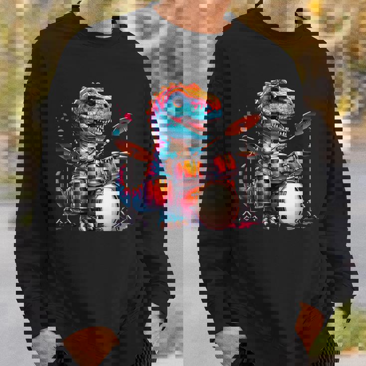 クールなt-Rex恐竜ドラマー音楽バンドデザイン。 スウェットシャツ 彼への贈り物