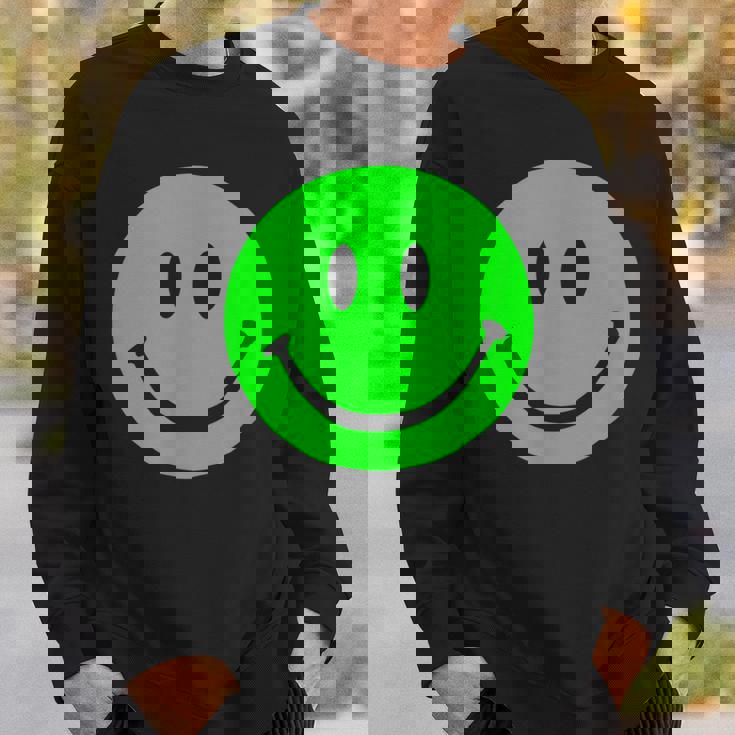 グリーン スマイリーフェイス レトロ グリーン ハッピーフェイス スウェットシャツ 彼への贈り物