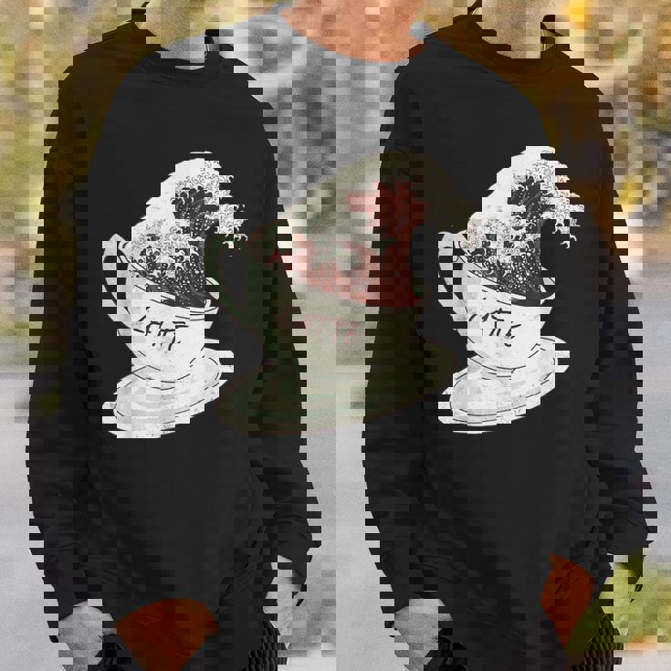 グレートウェーブ カフェラテ コーヒー カフェイン 神奈川 北斎 スウェットシャツ 彼への贈り物