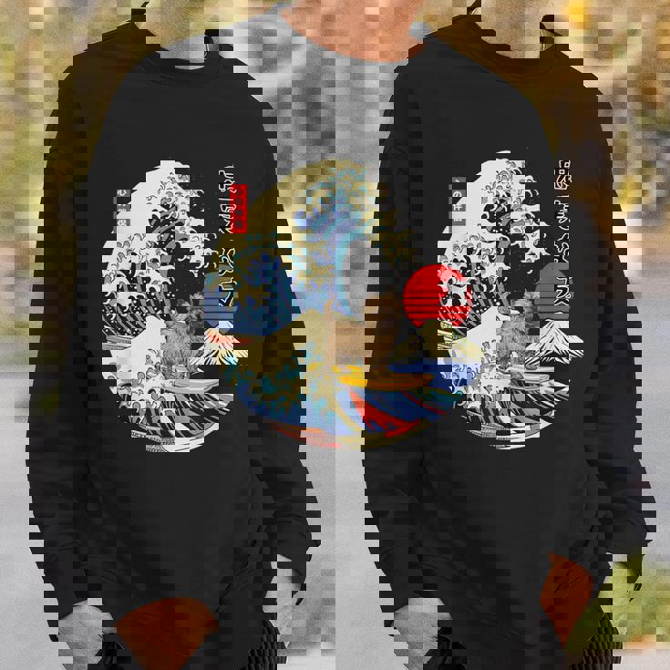 ケアンテリア 日本の神奈川波 サーフ 忠実な犬 スウェットシャツ 彼への贈り物