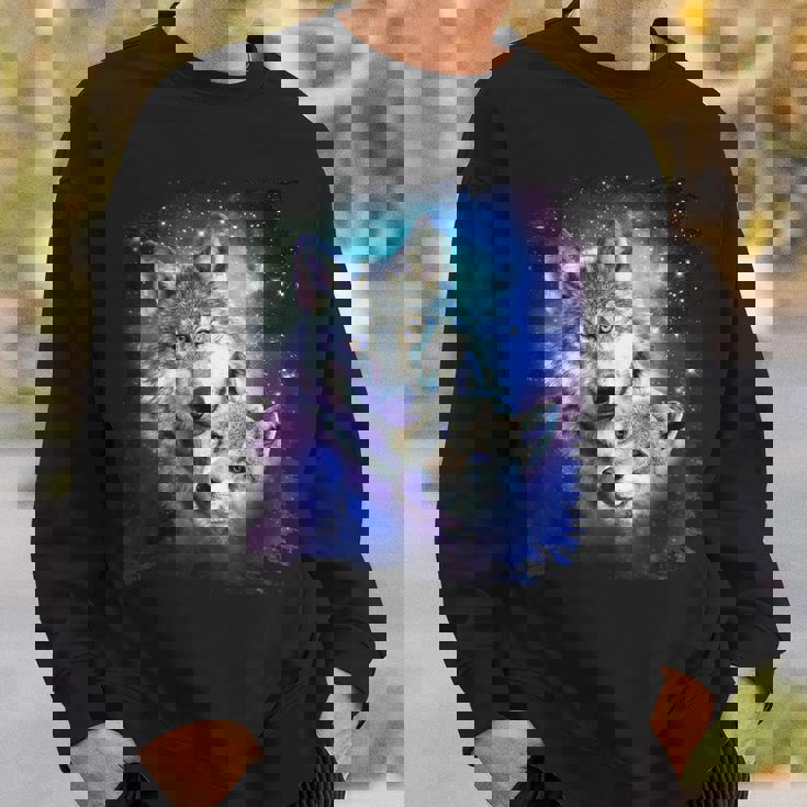 コズミックスペース オオカミ 家族 オオカミ 顔 スウェットシャツ 彼への贈り物