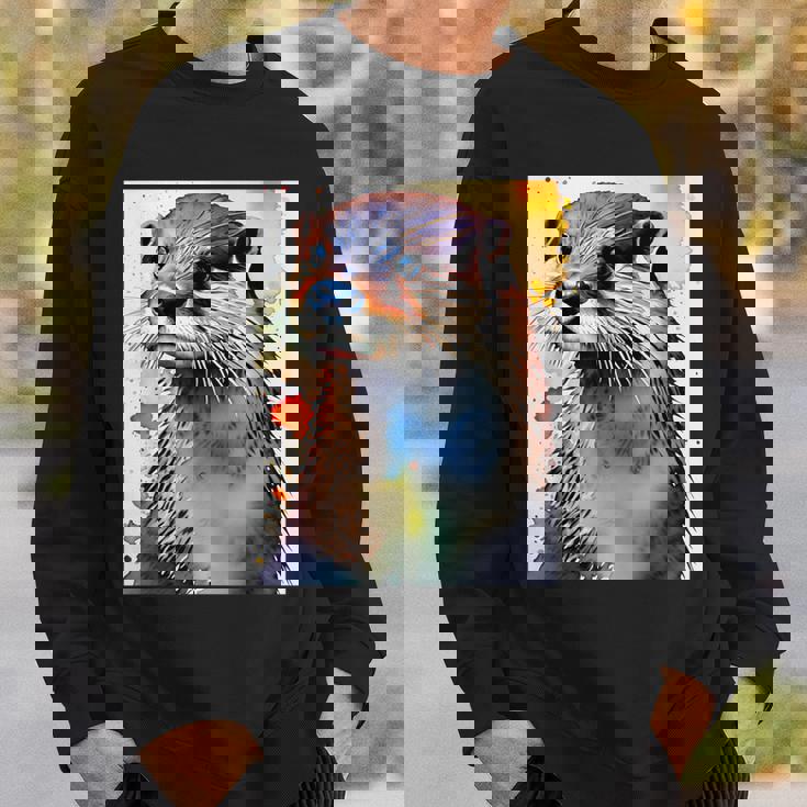 コツメカワウソ【どうぶつフレンズ】水彩画 動物 かわいい おしゃれ イラスト スウェットシャツ 彼への贈り物