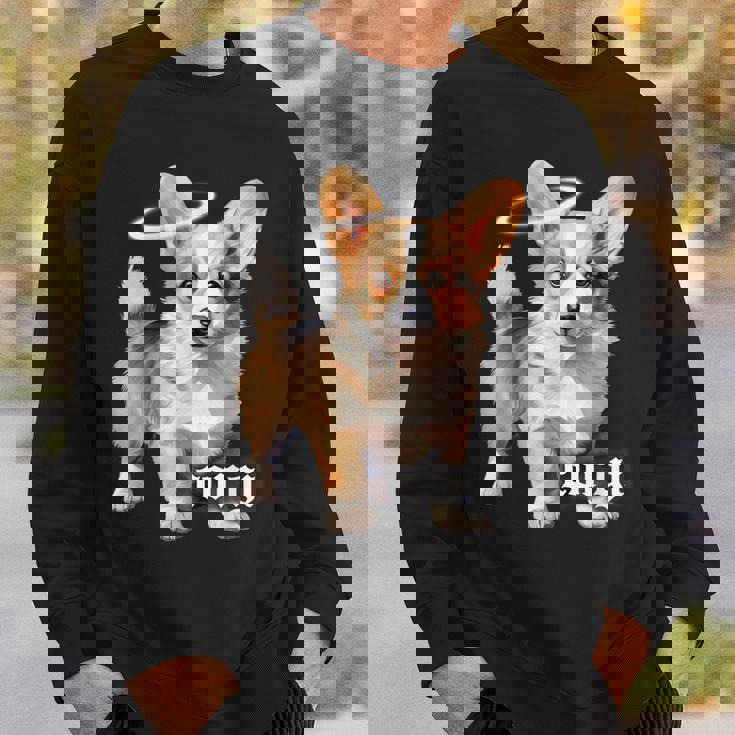 コーギー 天使 子犬 水彩 スウェットシャツ 彼への贈り物