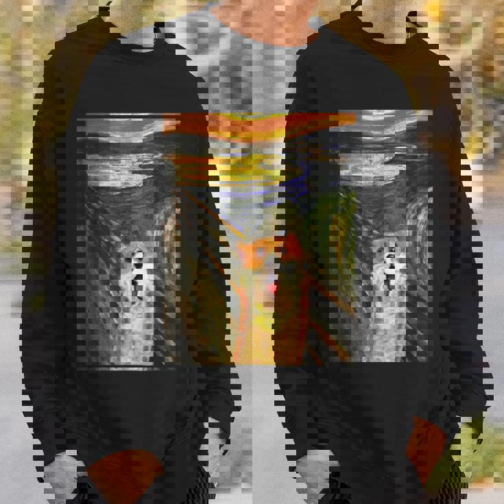 コーギー 面白いtシャツ 犬 ムンクの叫び かわいい メンズ 子供 おもしろ 服 ネタ わんこ スウェットシャツ 彼への贈り物