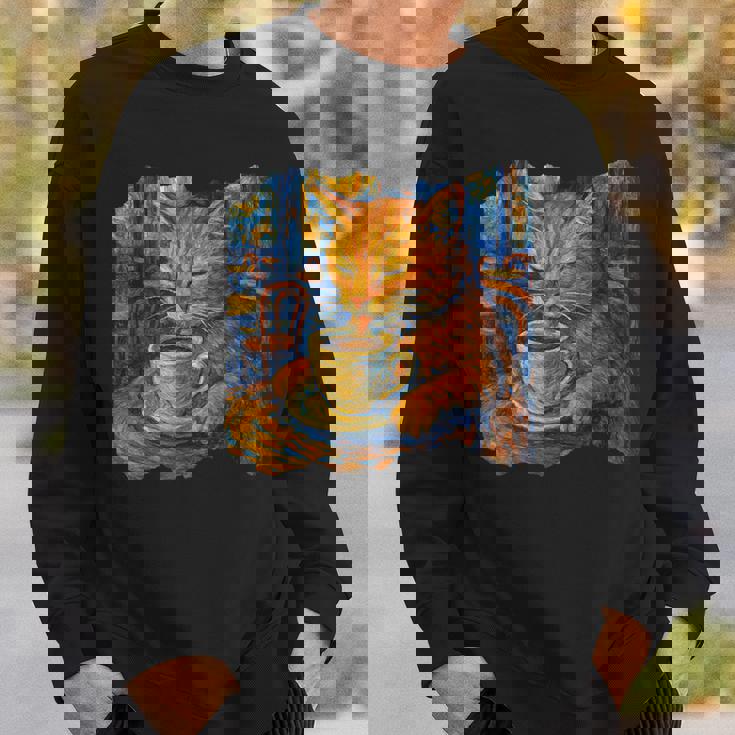 ゴッホ 猫 絵画 面白い 芸術的 猫 コーヒー愛好家 スウェットシャツ 彼への贈り物